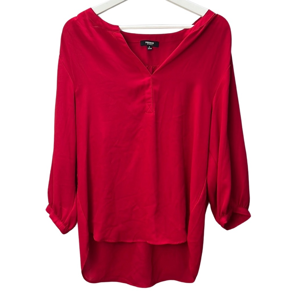 Premise Studio Long Sleeve Blouse in Red